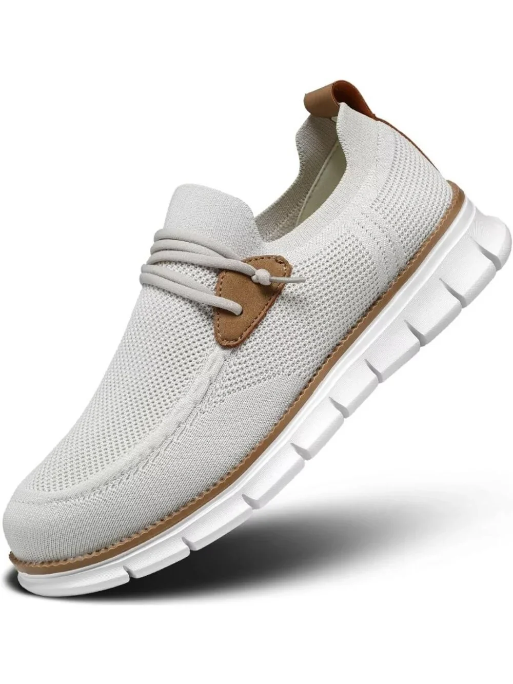 Men's Beige Grey Loafers Slip On Walking Dress Casual Business Oxfords Sneakers